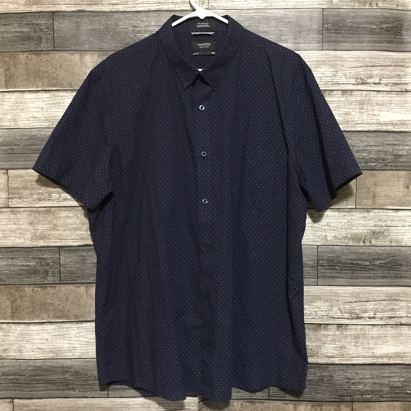 Nordstroms Slim Fit Button Up Shirt Men’s XXL Blue Micro Dot Short Sleeve - Picture 4 of 8
